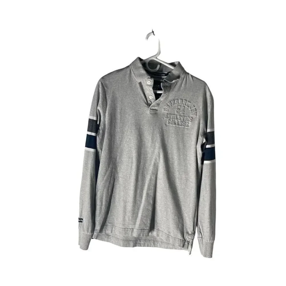 Superdry Classic Long Sleeve Stripe Embossed Polo Shirt